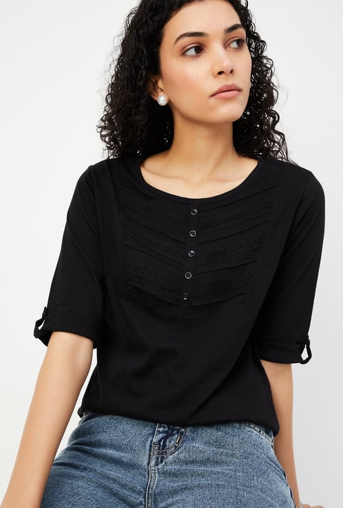 Women Lace Detail T-shirt