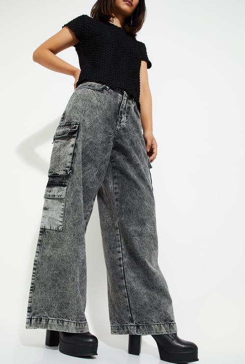 ALAYA F x URB_N Women Washed Cargo Jeans