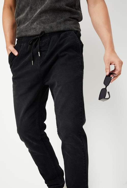 Men Carrot Fit Denim Joggers