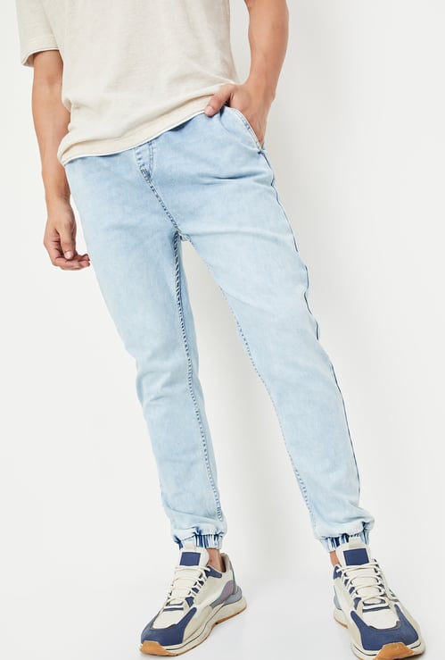 Men Carrot Fit Denim Joggers