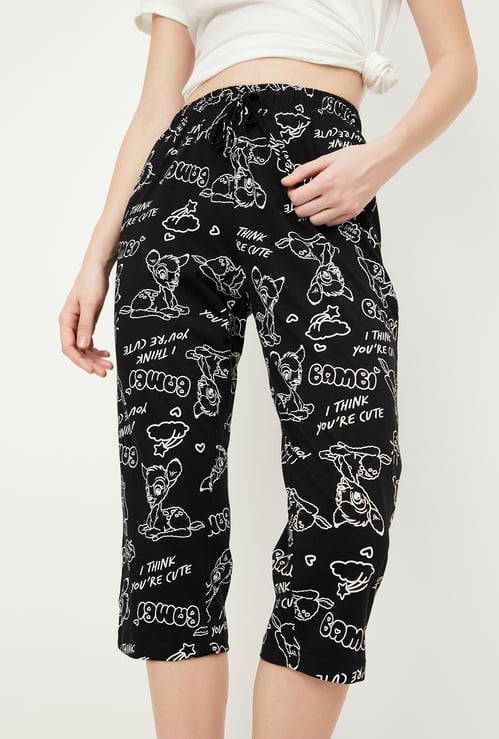 Women Bambi Printed Knit Capris