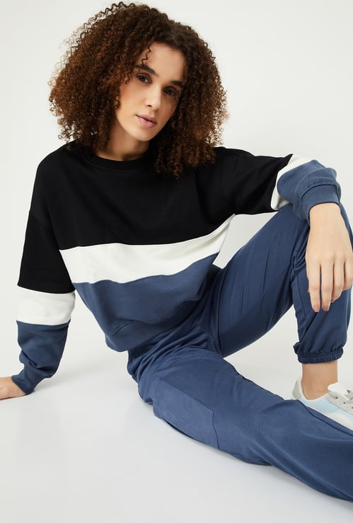 Women Colourblocked Athleisure Sweatshirt