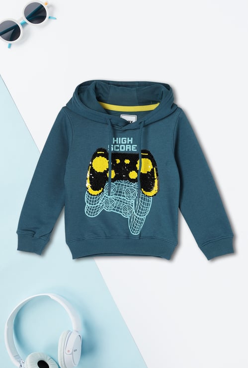 Boys Sequinned Hooded Sweatshirt