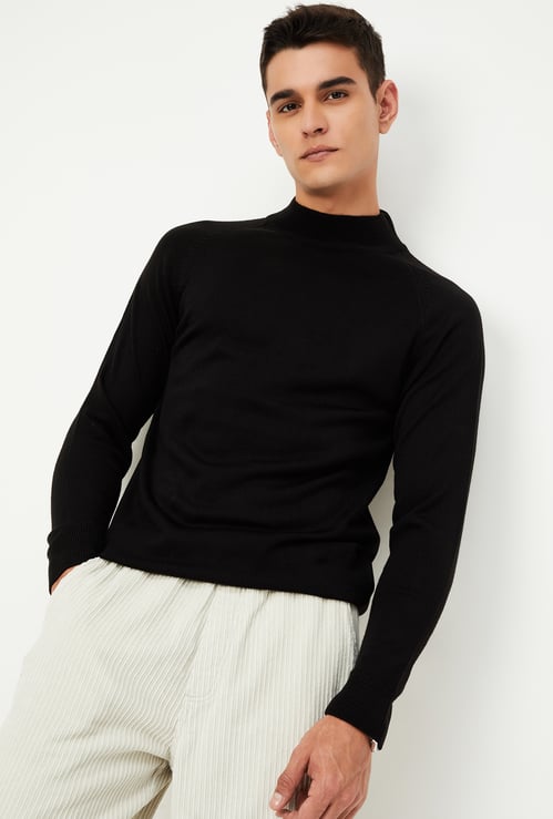 Men Solid High Neck Sweater