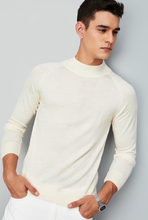 Men Solid High Neck Sweater