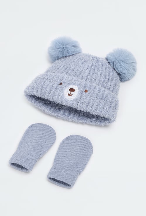 Boys Knitted Beanie & Mitten Set