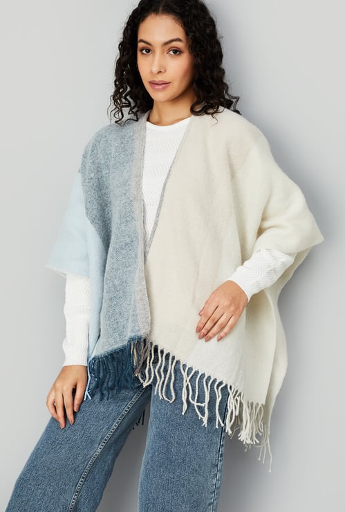 Women Coloublocked Poncho