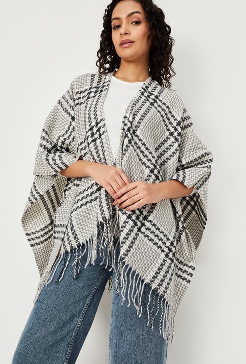 Women Checked Poncho