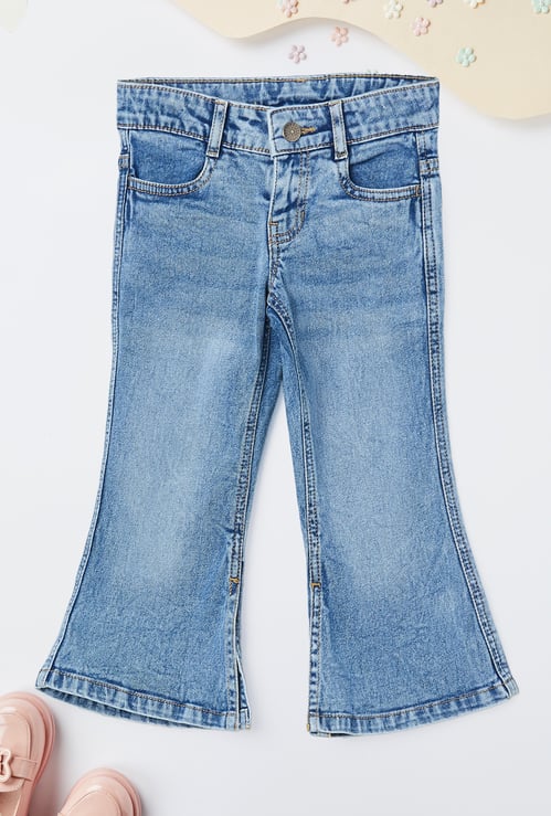Girls Washed Flared Jeans
