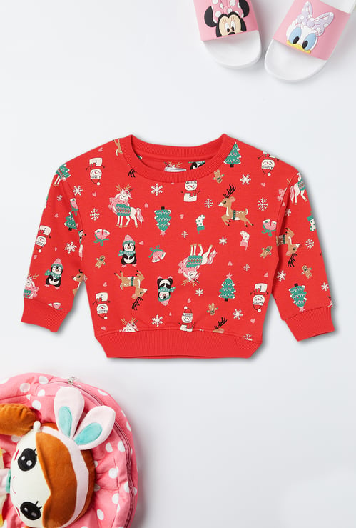 Girls Christmas Printed Sweatshirt