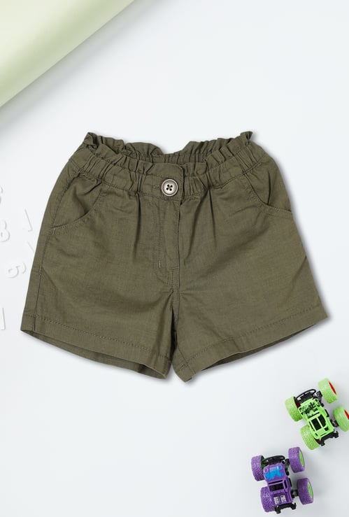 Girls Solid Woven Shorts