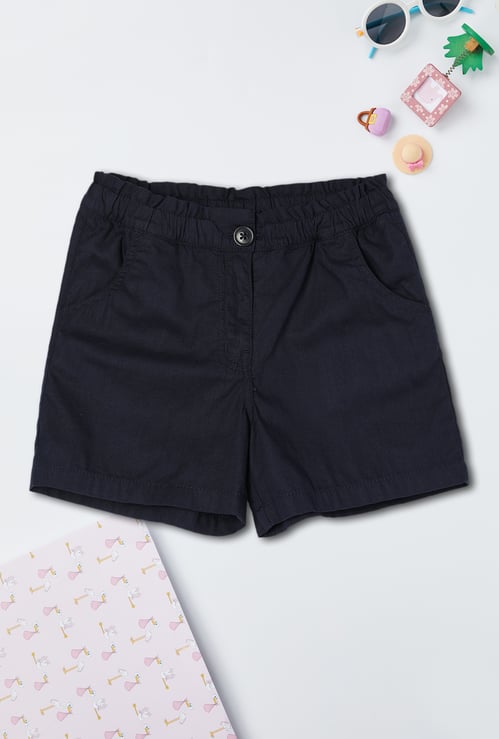 Girls Solid Casual Shorts