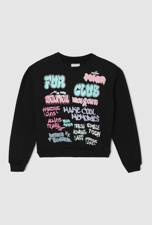 Girls Graffiti Print Sweatshirt