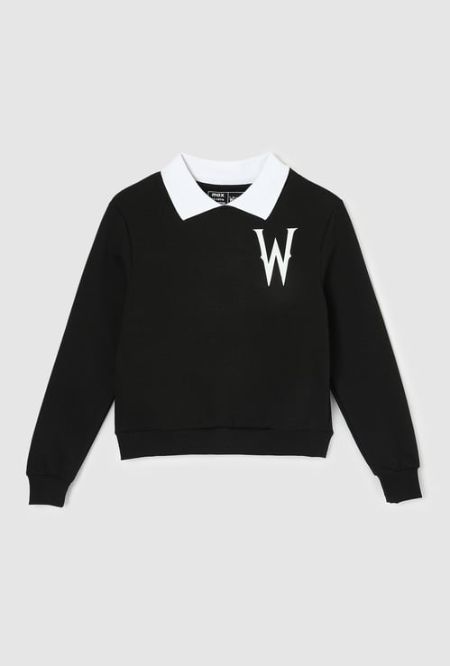 Girls Wednesday Printed Polo Sweatshirt