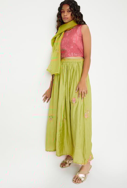 Girls Embroidered Lehenga Set