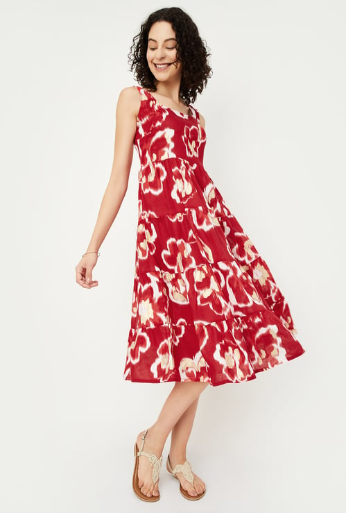 Women Printed Tiered A-line Dress