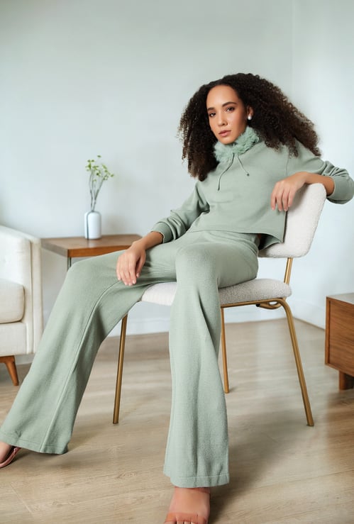 Women Solid Wide Leg Trousers