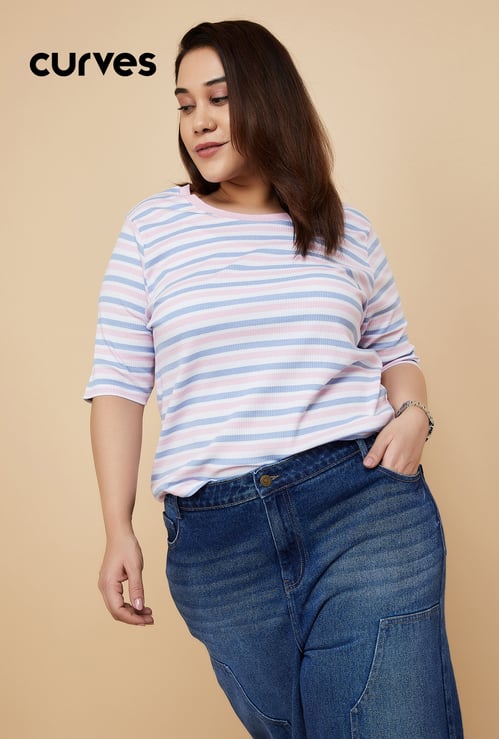 Women Striped Ribbed T-shirt