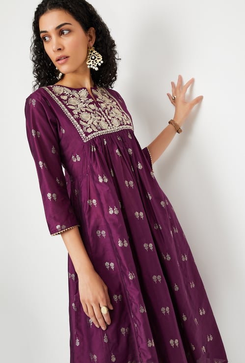 Kalki x Max Women Embroidered Yoke Kalidar Kurta