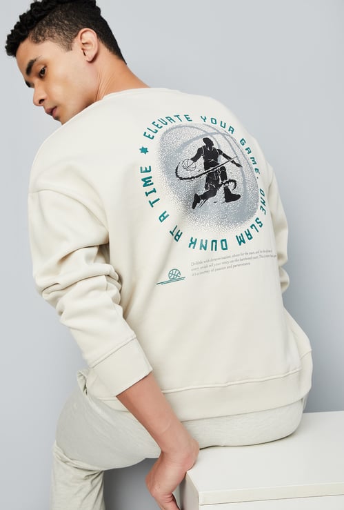 Men Oversized Back Printed Sweatshirt