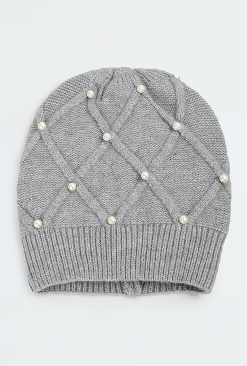 Women Pearl Embellished Beanie