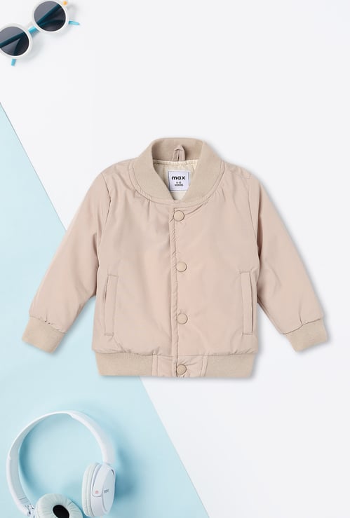 Boys Solid Baseball Collar Bomber Jacket