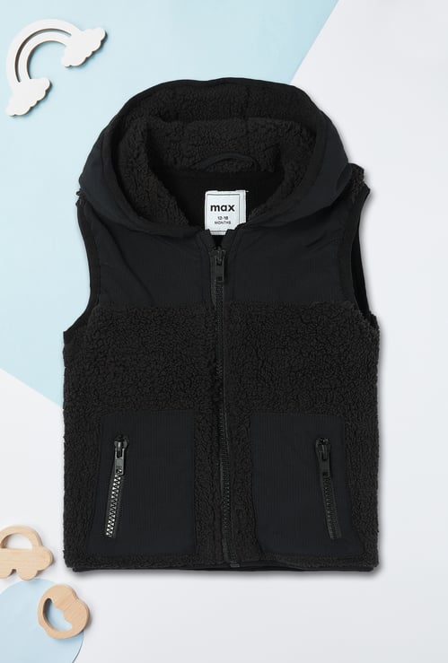 Boys Textured Hooded Jacket