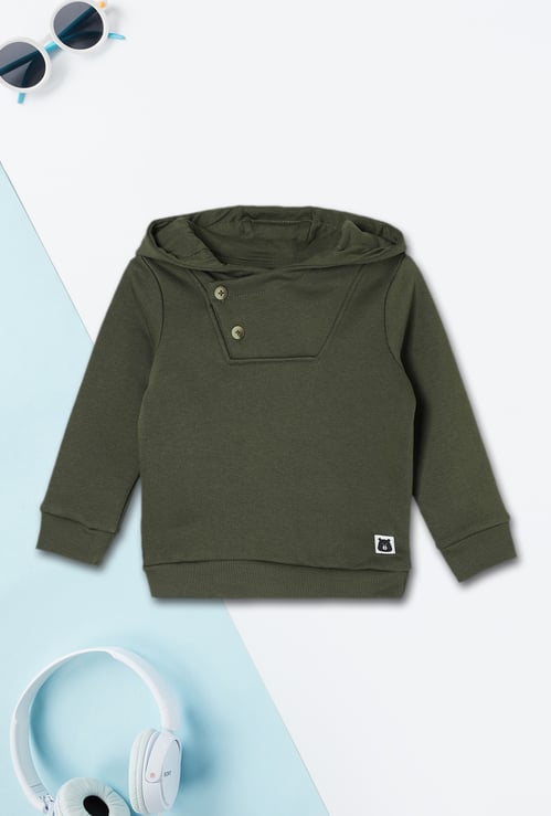 Boys Solid Hooded Sweatshirt