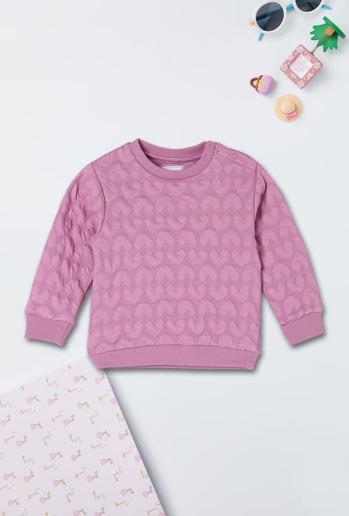 Girls Heart Textured Sweatshirt