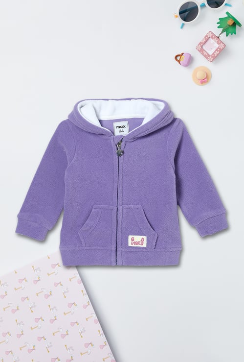 Girls Solid Hooded Sweatshirt