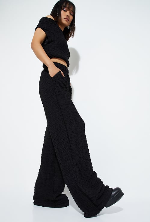 ALAYA F x URB_N Women Textured Wide Leg Trouser