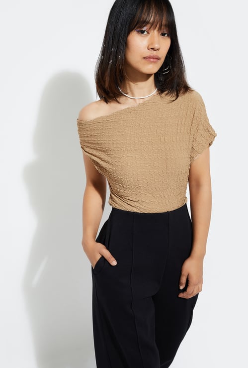 ALAYA F x URB_N Women Textured One-Shoulder Top