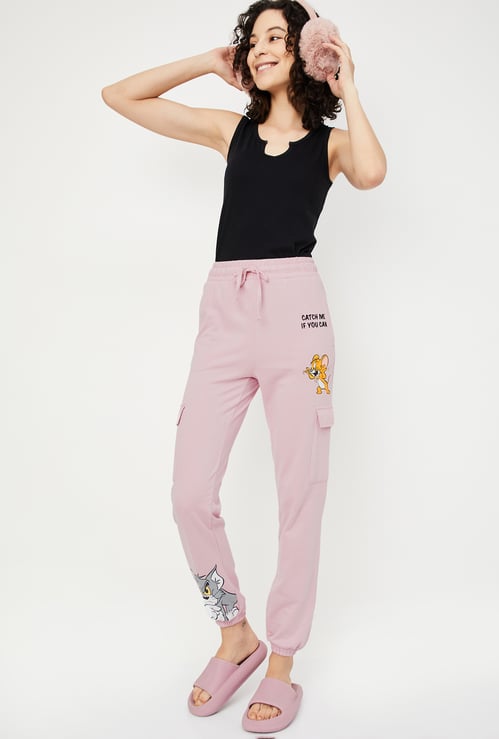 Women Tom & Jerry Print Knit Lounge Joggers