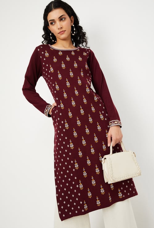 Women Jacquard Winter Kurta