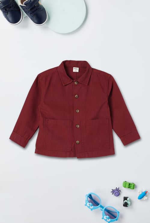 Boys Solid Shirt with Double Patch Pockets