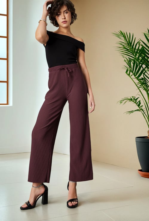 Women Ribbed Wide Leg Trousers