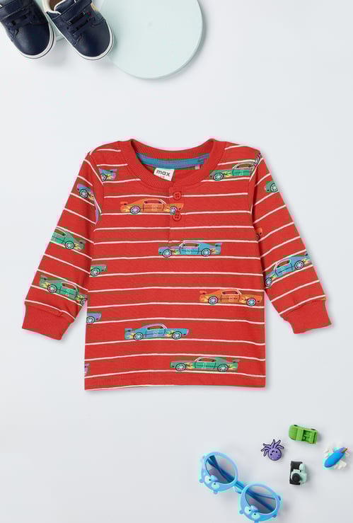 Boys Striped Henley Neck T-shirt