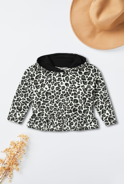 Girls Printed Hooded T-shirt