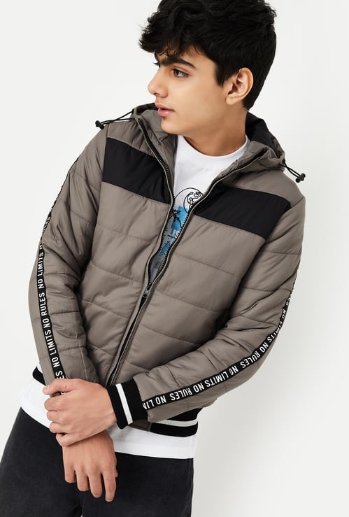 Boys Colourblock Hooded Padded Jacket