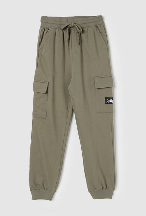 Boys Solid Cargo Joggers