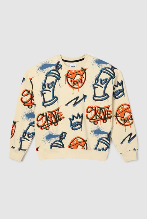 Boys Oversized Graffiti Printed Sweatshirt