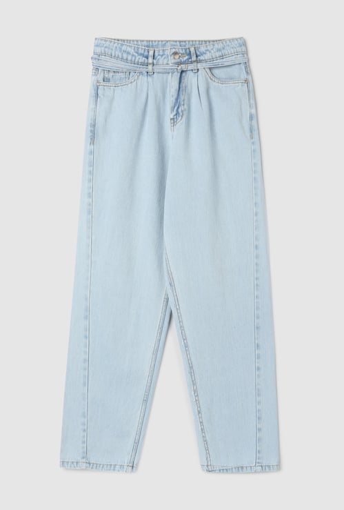 Girls Textured Slim Fit Jeans