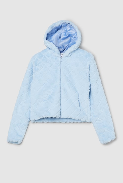 Girls Faux Fur Hooded Jacket