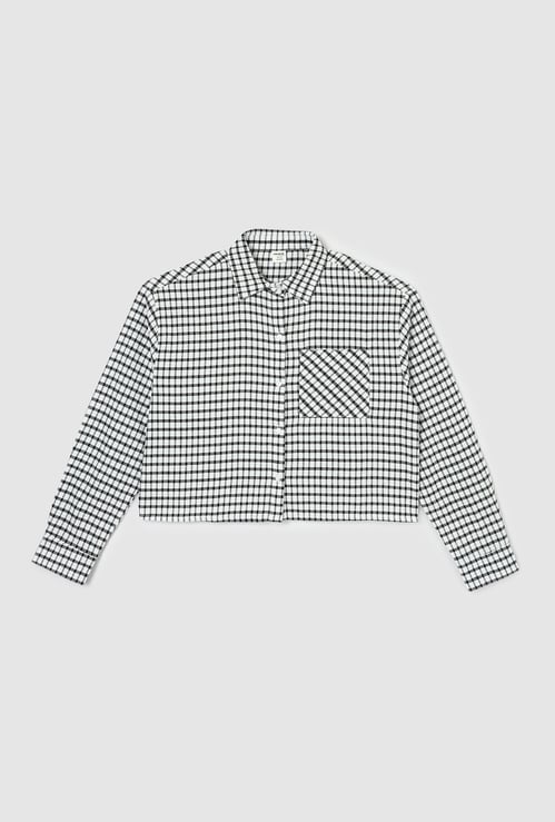 Girls Checked Cropped Shirt