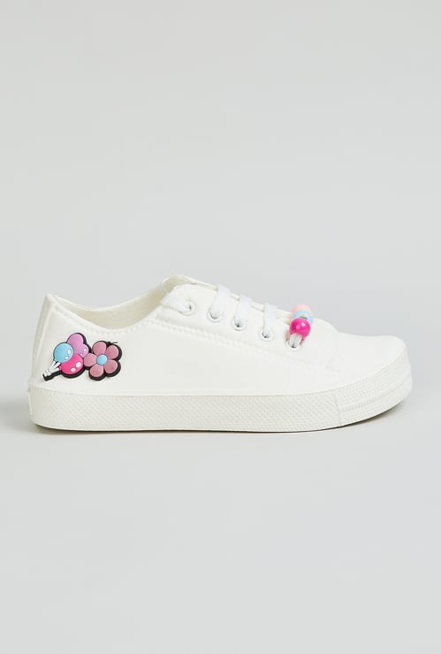 Girls Applique & Beaded Sneakers