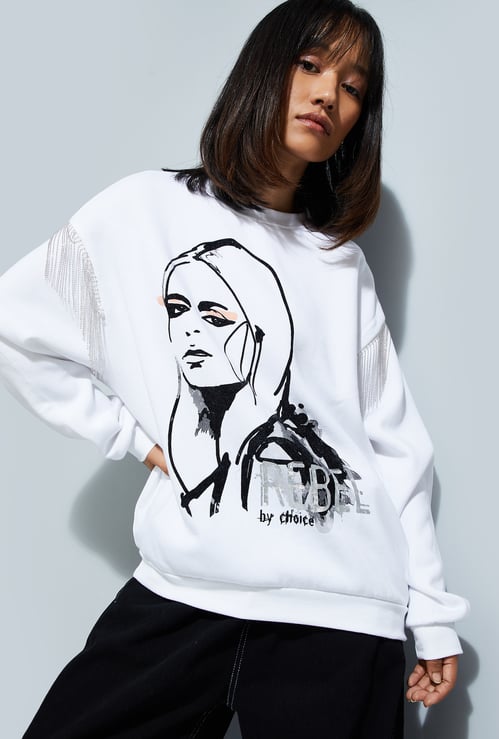 ALAYA F x URB_N Women Oversized Printed Sweatshirt