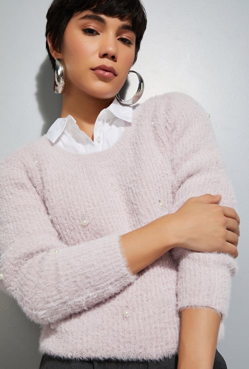 Women Pearl Embellished Sweater