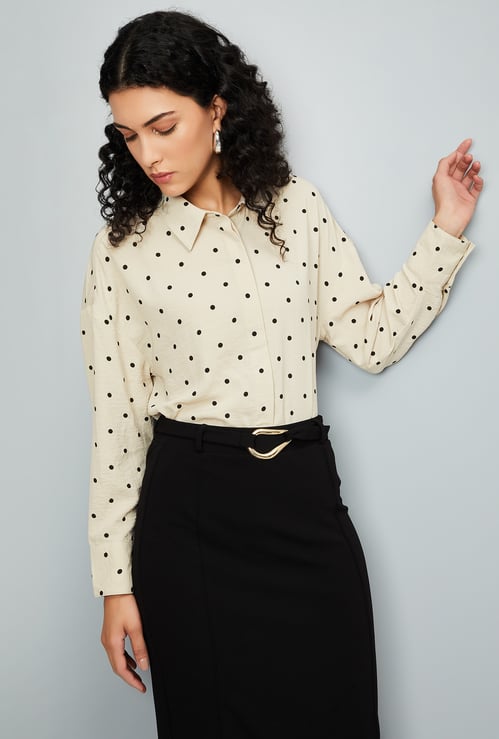 Women Polka Dot Printed Formal Shirt