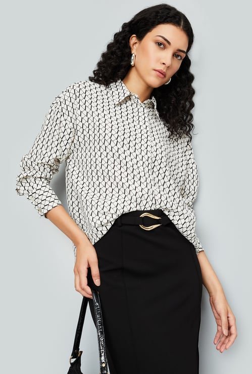 Women Polka Dot Printed Formal Shirt