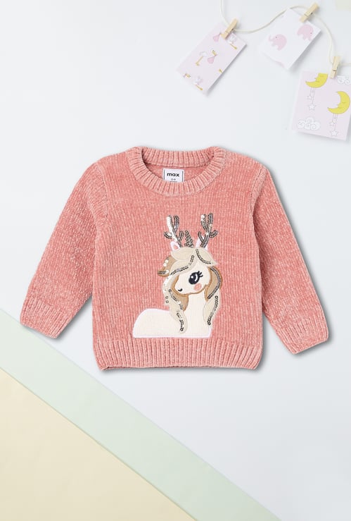 Girls Sequinned Applique Sweater